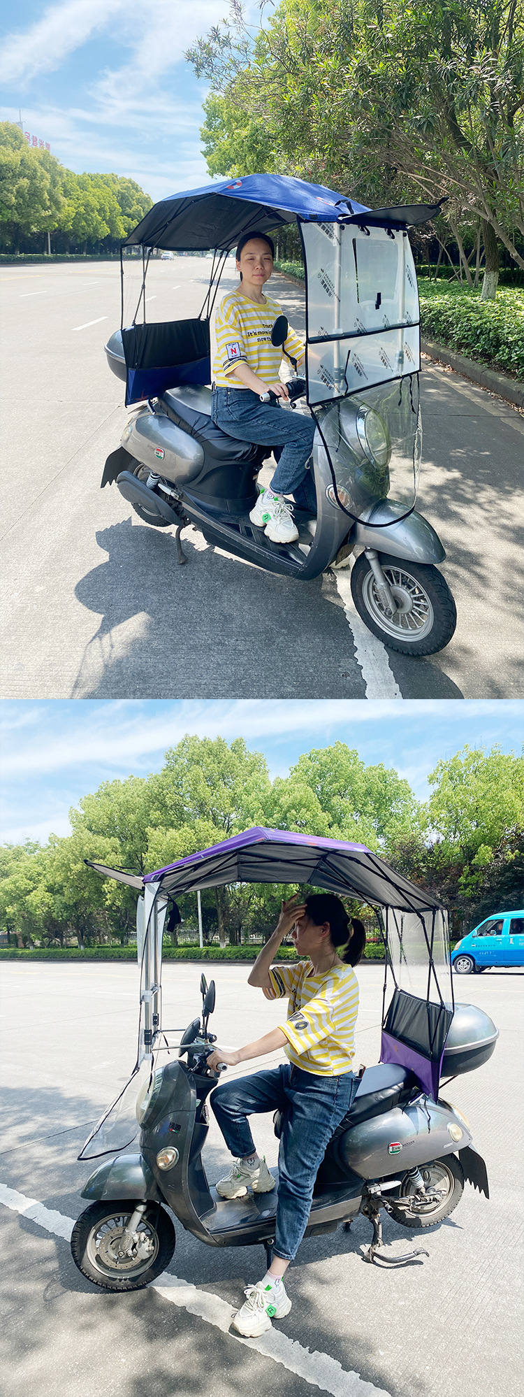 The New Electric Vehicle Is Convenient and Foldable, with a Windproof, Rainproof, and Sunproof Retractable Thickened Canopy