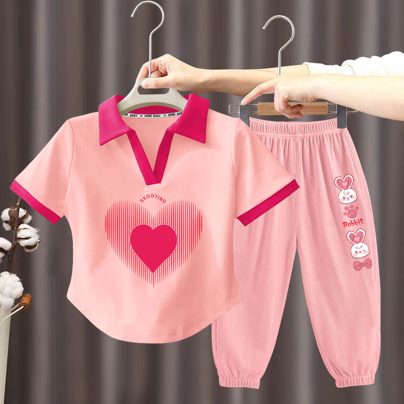 女童套装夏款2024新款洋气大童夏装儿童时髦衣服夏季女宝宝两件套