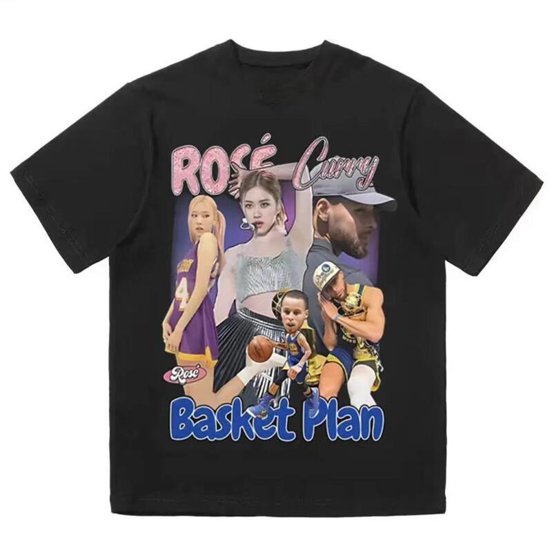 Stephen Curry & Park Caiying American Retro Printing Loose Casual Short-sleeved Sports Basketball Jersey T-shirt Men's Trend