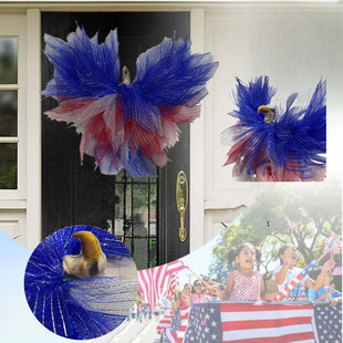 Amazon's New Independence Day White-Headed Carved Mesh Door Hanging Courtyard Artificial Eagle Head Garland Party Decoration Hanging