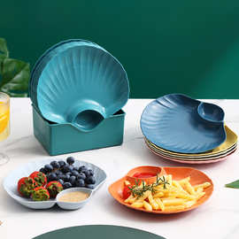 小麦秸秆贝壳碟零食盘小吃点心盘多功能水果盘子创意日式吐骨碟