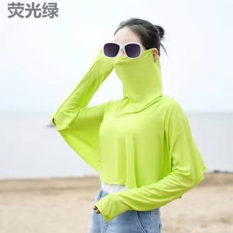 夏のサイクリング用モーダル薄手日焼け止め服、ゆったりとした長袖日焼け止め、顔と首を覆う女性用日焼け止め服|undefined