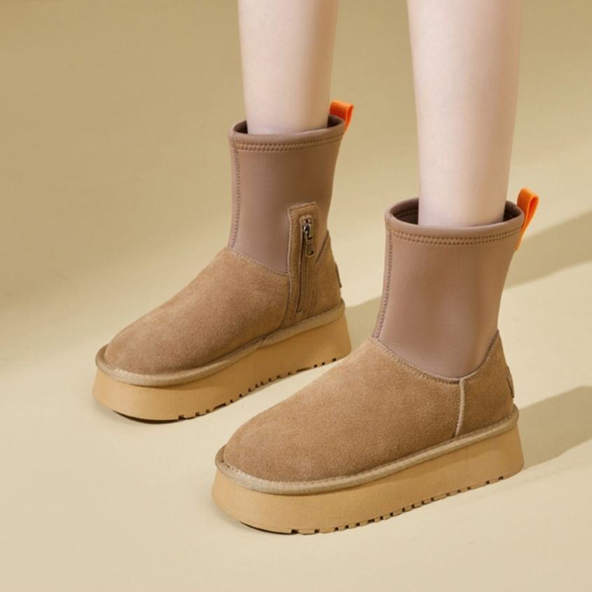 Botas de nieve para mujeres otoño y invierno 2024 nueva moda simple en una sola calentamiento anti-deslizante zapatos de algodón casuales