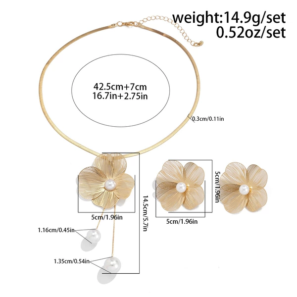 01 Necklace + Earrings Gold 5084