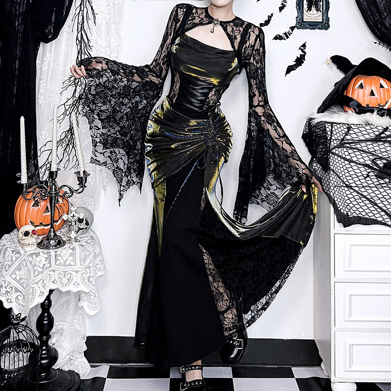 Xs24296 Autumn 2024 New European and American Style Lace Bat Sleeve Irregular Shaping Waistcoat Top for Women Xs24296 Autumn 2024 New European and American Style Lace Bat Sleeve Irregular Shaping Waistcoat Top for Women