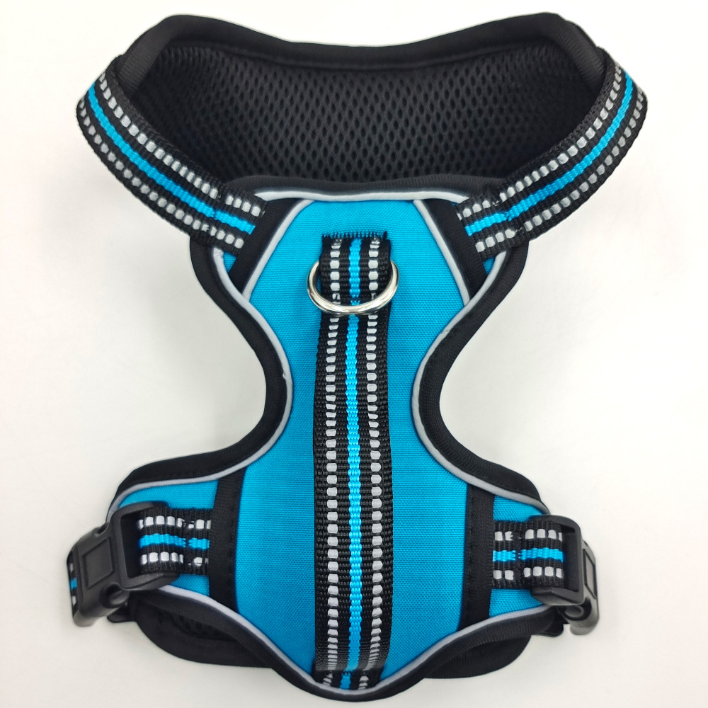 Pecho de mascota espalda reflectante cómodo a prueba de explosiones mango vertical pecho trasero traje de tracción perro caminando con mango chaleco de doble capa