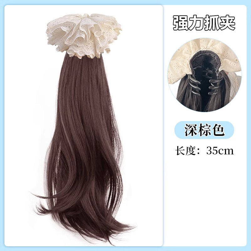 Grab clip hairband side ponytail [dark brown]]