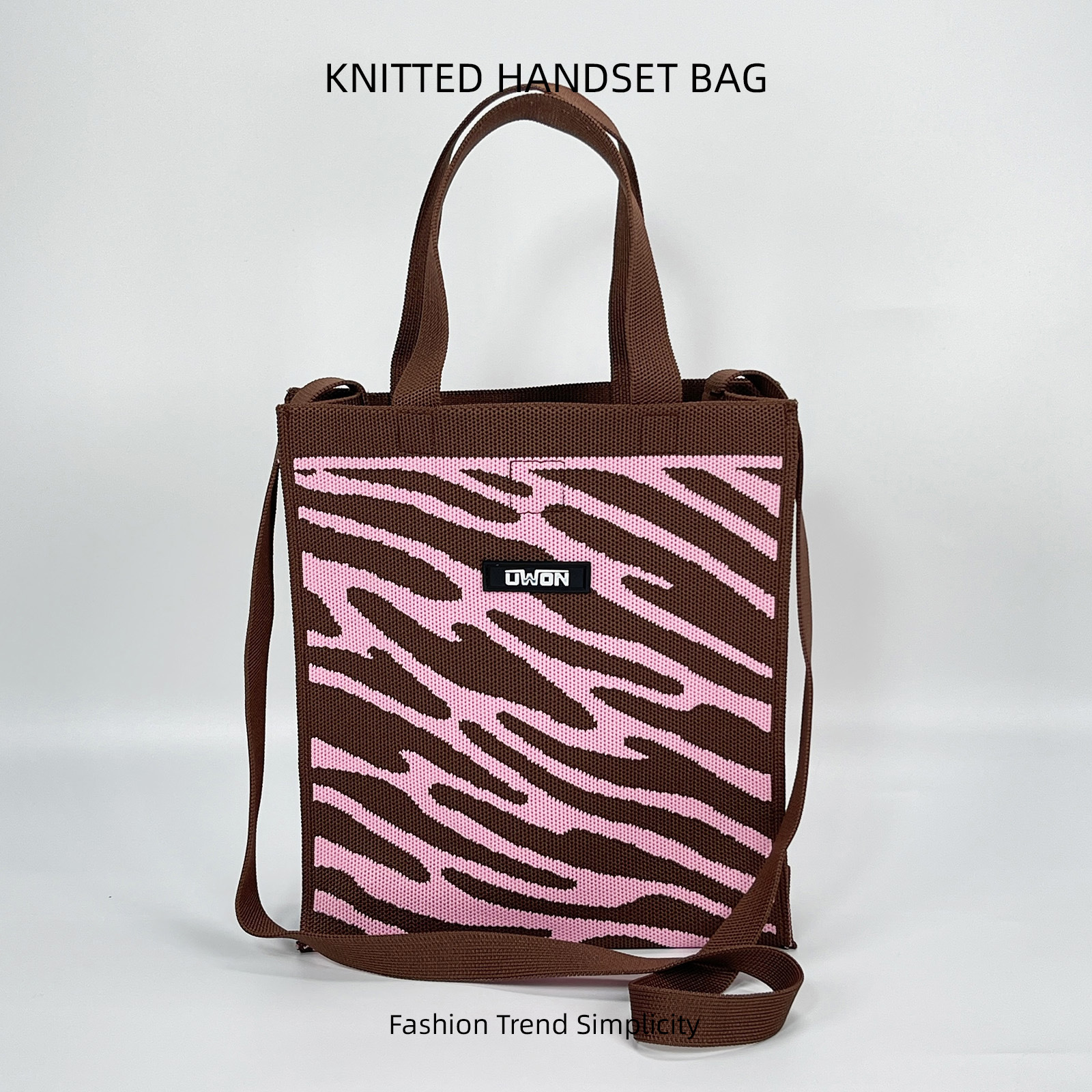 Nuevo bolso de hombro de punto de rombo en blanco y negro, bolso de mensajero de viaje de gran capacidad casual coreano, bolso cuadrado pequeño