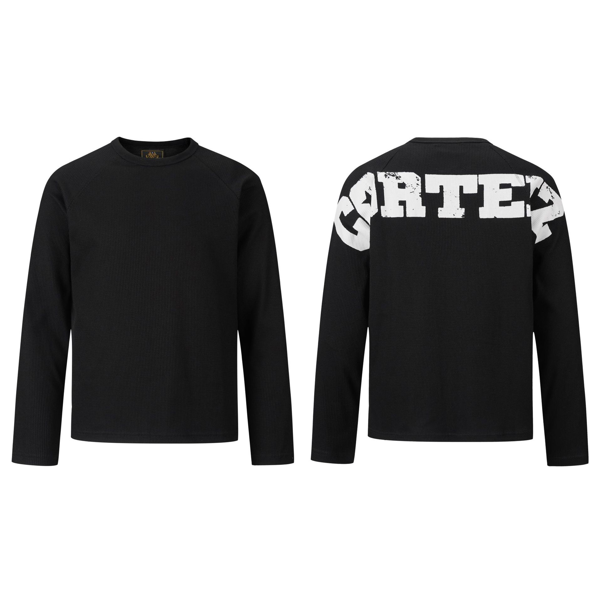 Cross-border American street style Corteiz letter print high-quality waffle long-sleeved T-shirt base layer round neck top