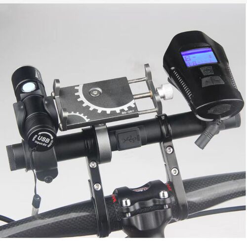 Bicycle handlebar extension rack extension rack lamp flashlight holder clip cycling equipment usb can be used as a power bank