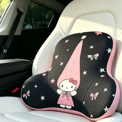 Car cushion headrest neck pillow, Waist support - pointed-hatted-kitten-leaning-on-a-waistrest