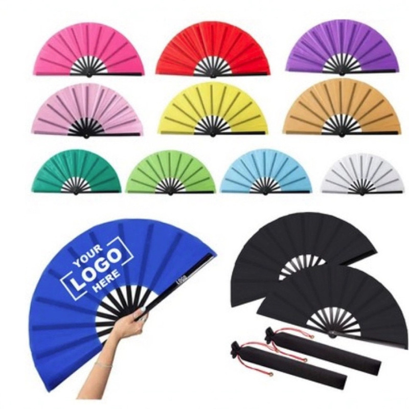 33.33cm Color Face Kung Fu Fan Black Bone Plastic Tai Chi Fan US Dollar Fan Fluorescent Fan Cross-border Color Cloth Fan Amazon Explosions