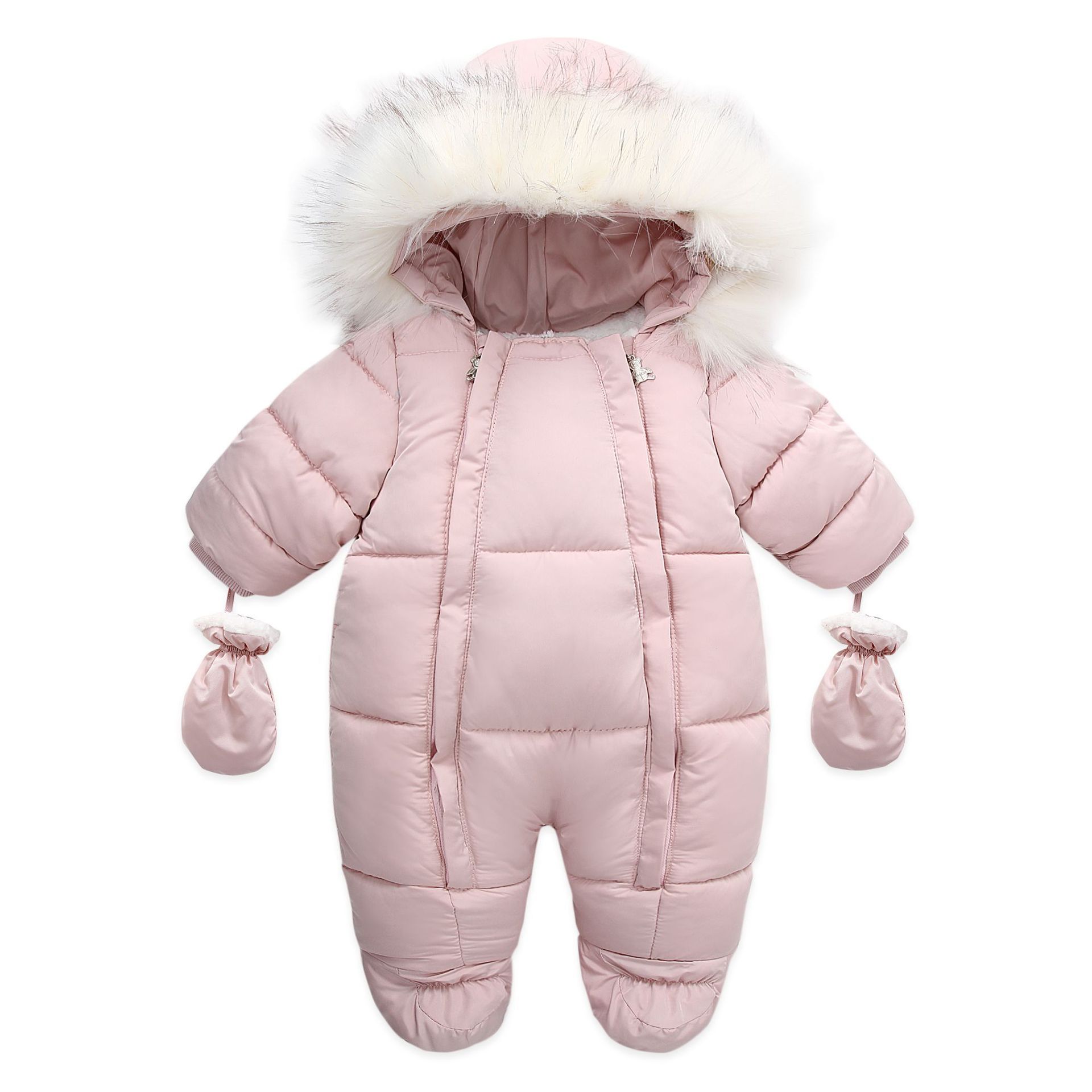 Double zipper fur collar pink