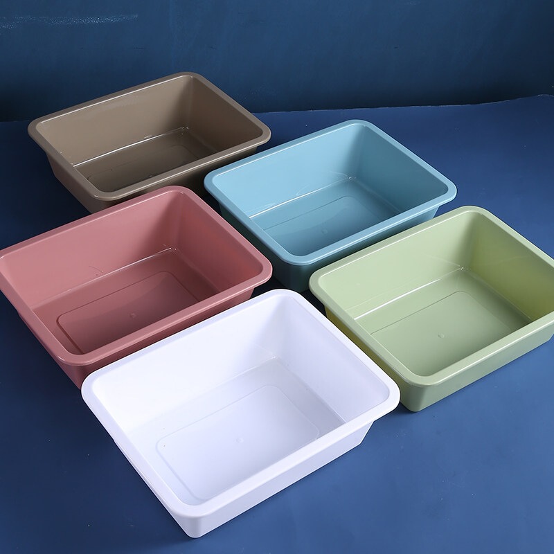 Rectangular Thickened Plastic Basin, Enlarged Washbasin for Foot Washing, Household Kitchen Vegetable Washing Basin, Student Dormitory Laundry and Washing Basin