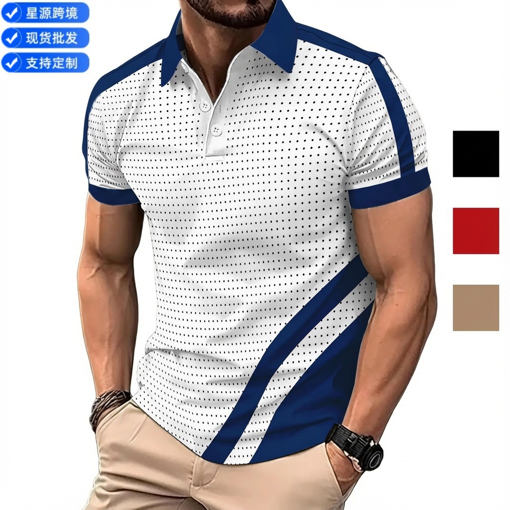 Las europeas y americanas transfronterizas 2025 venta rápida de verano Amazon POLO camisa de polo deportivo de moda para hombres con botones