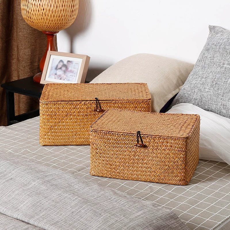 Straw Japanese storage box, woven accessory, storage system