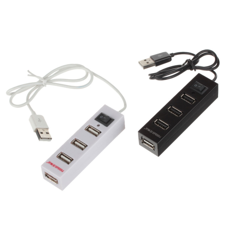 Punada普纳达I-1001 4口 USB HUB 带开关黑白双色集线器2.0分线器