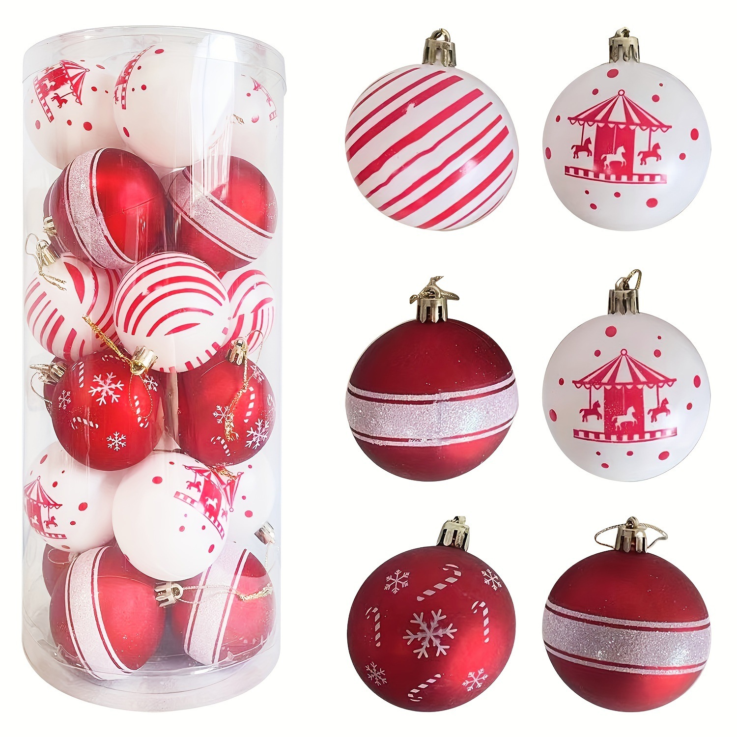 Navidad 6CM24 barril rojo y blanco Bolas de Navidad árbol de Navidad