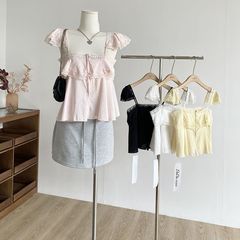 2025夏季新款韩系温柔甜美蕾丝花边吊带上衣女纯欲显瘦短款小衫