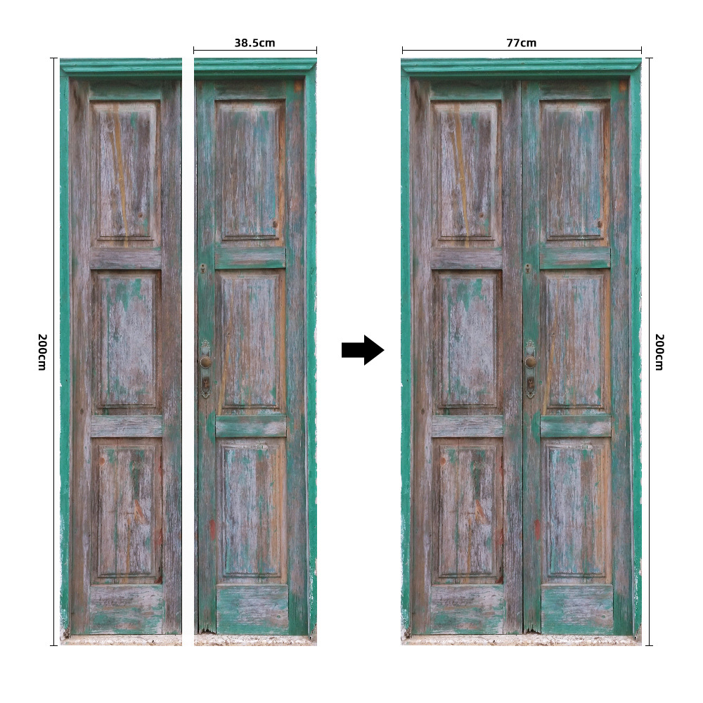 Pegatinas para puertas 3D respetuosas con el medio ambiente, autoadhesivos, fabricantes de origen al por mayor, patrones populares transfronterizos de alta definición, adhesivos para puertas impermeables, a prueba de aceite y antiincrustantes