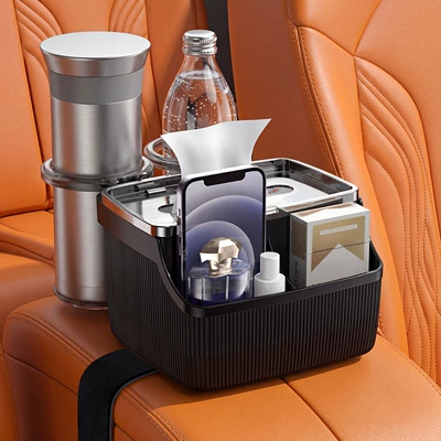 Car tissue box/set, Car Armrest Storage Box, Creative - 7th-generation-black-bottom