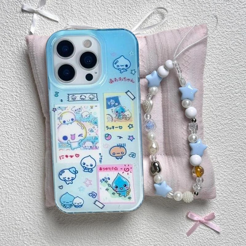 Sea Salt Star Y2K Sweet Cool Girl Mobile Phone Lanyard Girl Pink Cherry Blossom Ccd Camera Hand Rope Anti-Lost Mobile Phone Case Chain