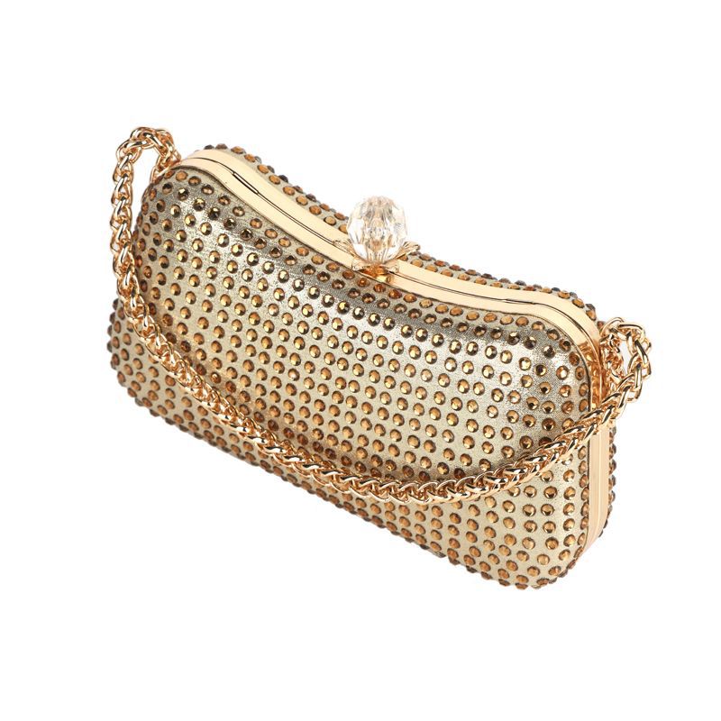 Borsa a mano con catena versatile, da donna, da sera, da sposa, da festa, con pochette piena di diamanti_voghion.com