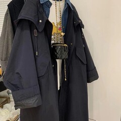 2025春秋新款欧货工装连帽风衣外套女休闲百搭宽松中长款冲锋衣潮