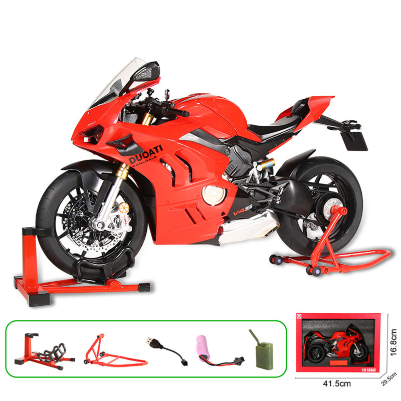 1:6 Ducati V4S versión en aerosol modelo de motocicleta de aleación simulación de sonido decoración de carreras de coches niño juguete regalo