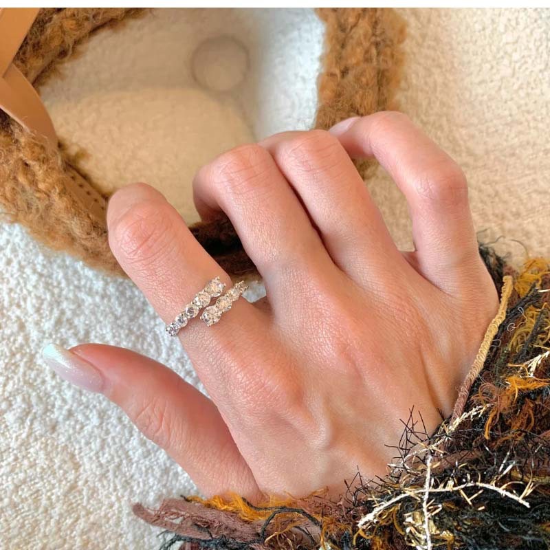 Vintage open ring met geborsteld zirconia voor dames exclusief_voghion.com