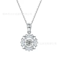 Серебряное ювелирное изделие с муассанитом LUSTER, серебро S925 с покрытием из белого золота 18K, подвеска в форме цветка и сердца с муассанитом
