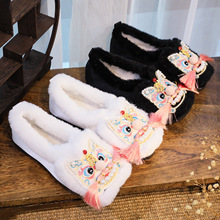 加绒暖秋  虎头鞋2025新款布鞋女平底软底新中式盘扣绣花拖鞋古风