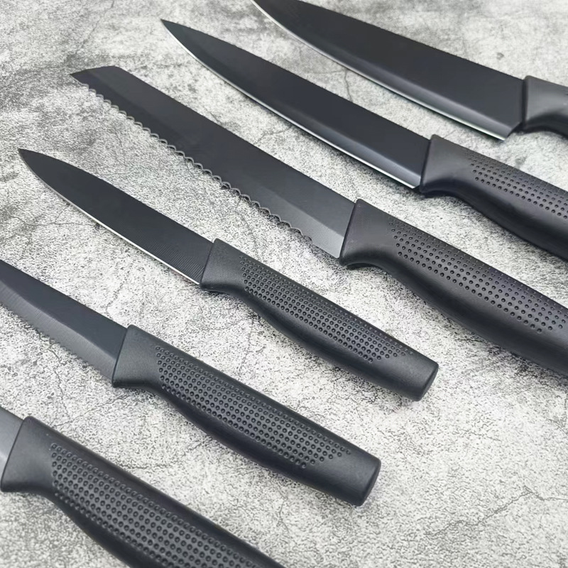 Cuchillo PP personalizado no pegajoso 6 piezas de cuchillo de cocinero combinado cuchillo de regalo de carne de carne de pan