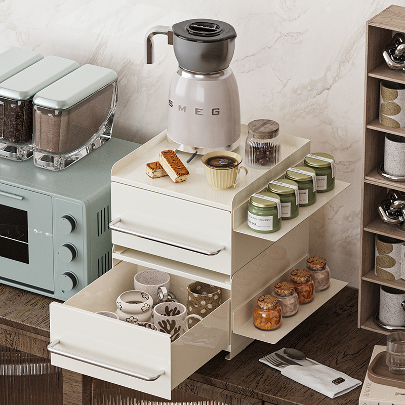Small Stackable Luxury Coffee Machine Storage Rack, Entryway Table Storage Rack, Medicine Storage Rack, Dustproof Tea Set Rack