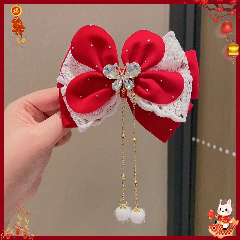 Horquillas Tradicionales Chinas para Niñas de Aleación y Terciopelo para Año Nuevo Chino