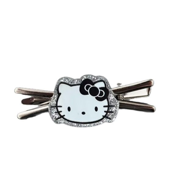 Black Glitter Cat Cross Hairpin Japanese Simple Sweet Cool Style Girl Duckbill Hairpin Hair Accessories Wholesale New