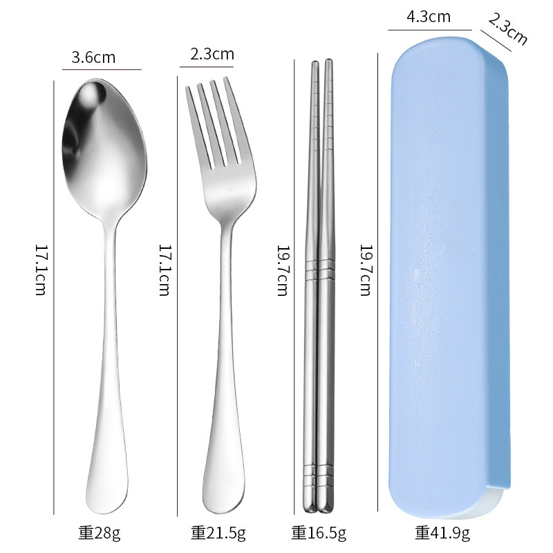 304 “파랑” 포크 스푼 젓가락 상자 3 개 세트