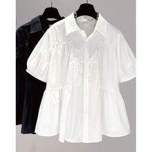 娃娃衫衬衣女2024夏季新款设计感小众白色衬衫短款春宽松短袖上衣