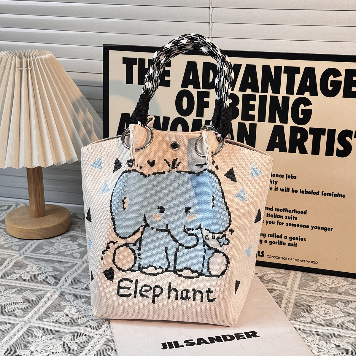 ニットハンドバッグ、ニッチデザインバケットバッグ、トートバッグ、ハンドバッグ、カジュアルで多用途なショルダーバッグ、ニットポータブルバッグ