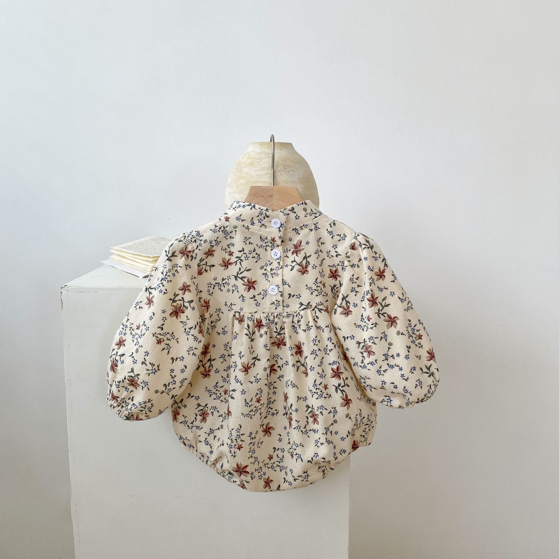 2024 Autumn New Girl Baby Floral Cheongsam Collar Ha Yi Long Sleeve Loose Triangle jumpsuit Crawler_voghion.com