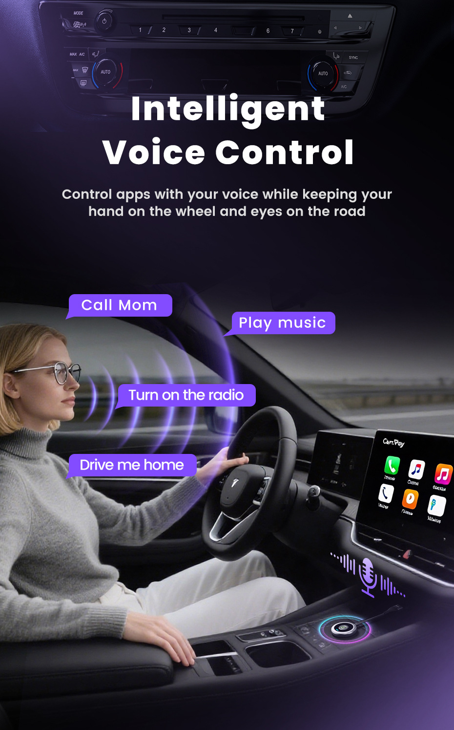 Toocki Car Wired to Wireless Carplay Apple Charging Two-In-One Smart Car-Machine Interconnection Navigation Box
