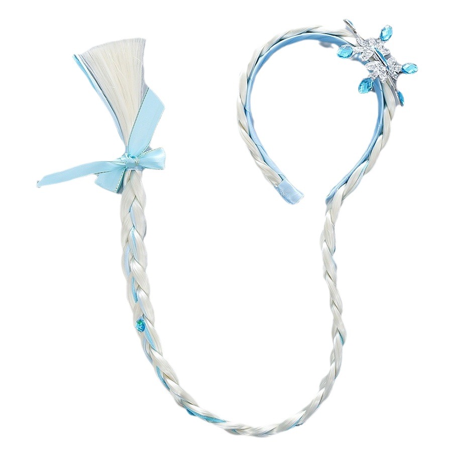 Pelo largo princesa peluca congelada trenza corona infantil princesa horquilla diadema aisha tocado accesorios para el cabello de las niñas