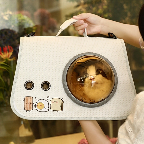 Pet Portable Space Pod with Cat Carrier Backpack, Handbag, Foldable Single-Shoulder Bag for Outdoors, Cartoon Cat and Dog Bags