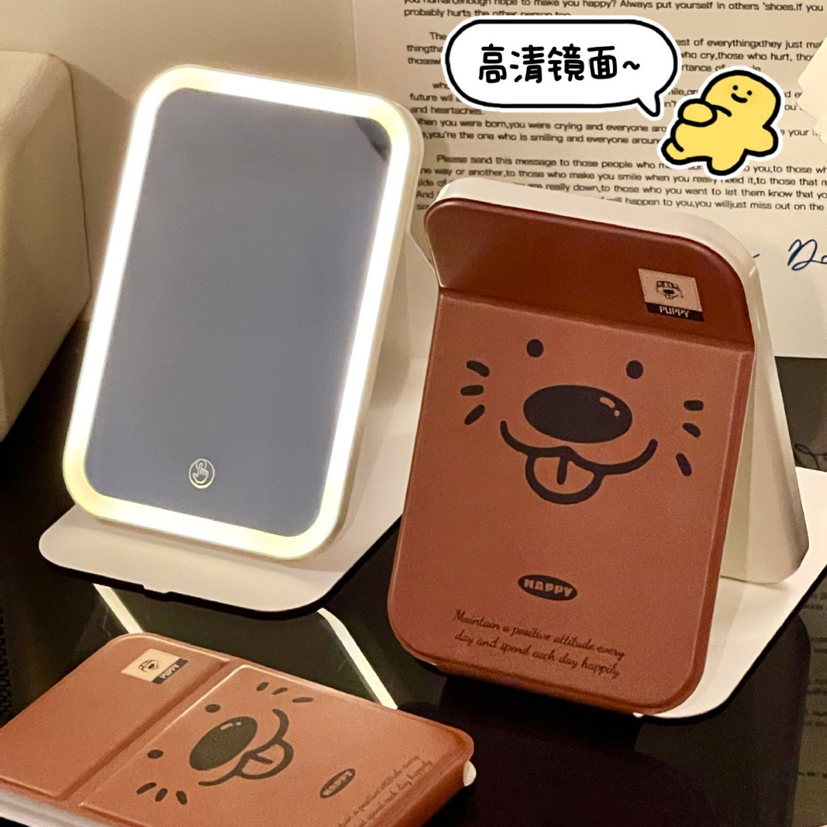 Nuevo espejo de maquillaje plegable LED con lámpara portátil dormitorio de estudiantes de escritorio espejo de relleno de luz para el hogar