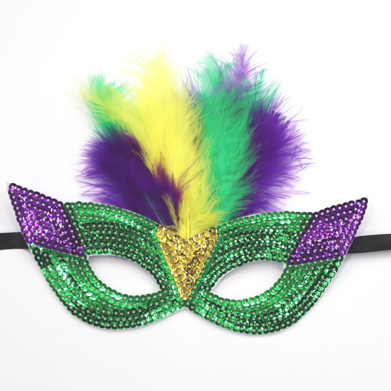 Carnaval europeo y americano Mardi Gras máscaras doradas morada-verde - sequela máscaras de fiesta bar transfronterizas