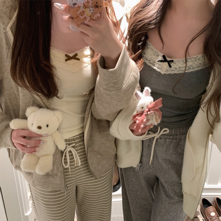 Arco encaje con almohadilla en el pecho camisola ropa interior de las mujeres SLIM-Fit adelgazante gris dulce chica caliente bottoming top