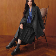 商场同款25秋冬新款檬绵羊毛双面呢大衣毛呢外套女7G8470311