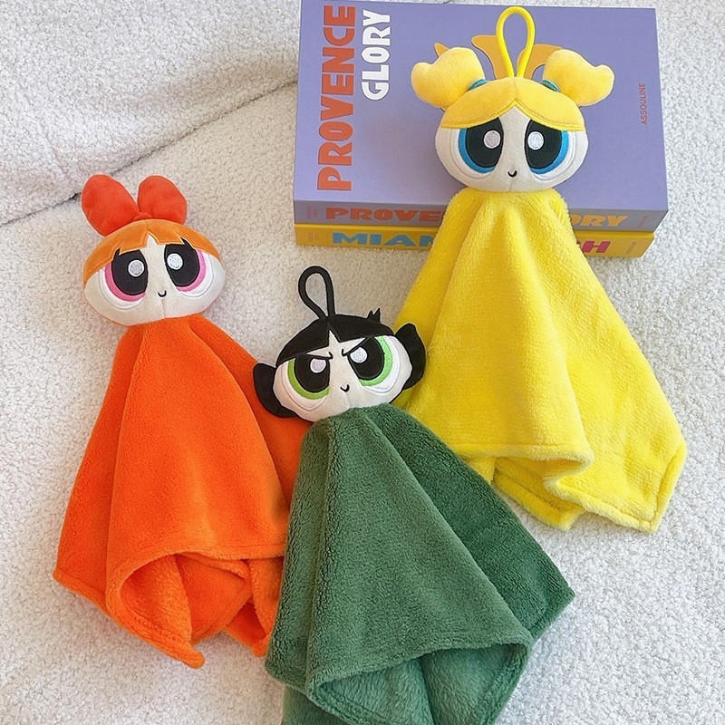 本物のパワーパフガールズ PPG 立体ハンドタオル 吊り下げ吸水性漫画 かわいい キッチン バスルーム ラグ|undefined