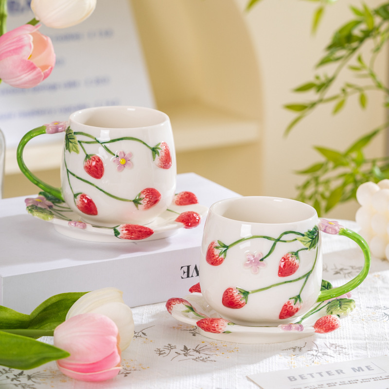纯手工手彩手绘陶瓷咖啡杯 办公室茶杯水杯女生高颜值陶瓷杯子|undefined