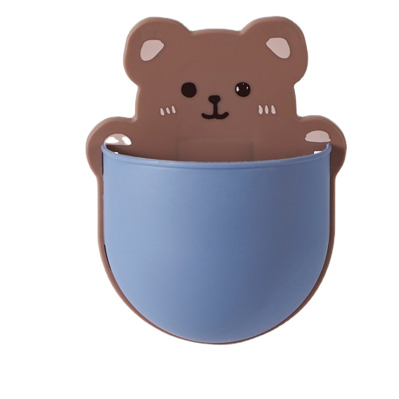 Baño Rack de almacenamiento pared lindo dibujos animados de almacenamiento rack cepillo de dientes cosméticos teléfono móvil hogar ponche-caja pequeña libre